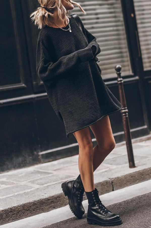Oversized Slit Side Sweater for Effortless Cozy Style