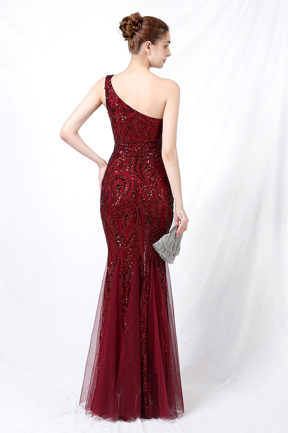 Mermaid One Shoulder Prom Dress with Appliques - Fashionpara