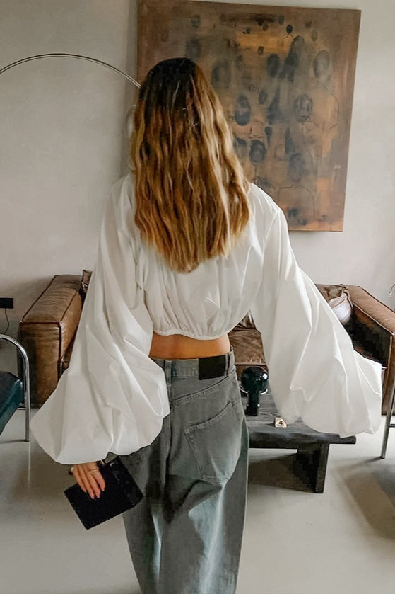 Sleek Drawstring Tie Waist Round Neck Blouse