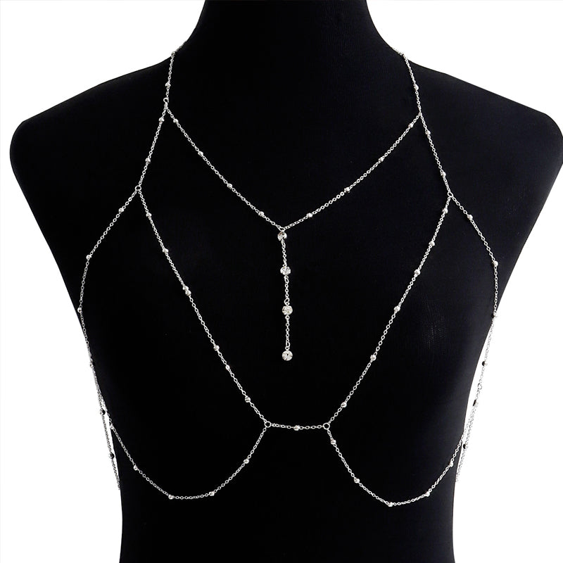 Diamond Pendant Tassel Necklace Chest Chain
