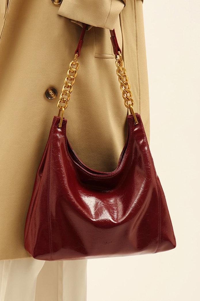 Red Large Capacity Tote Bag Elegant Shoulder Underarm Bag