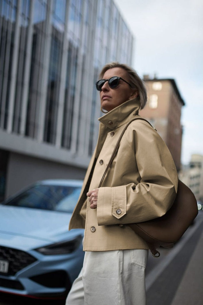 Trendy Khaki Long Sleeve Jacket