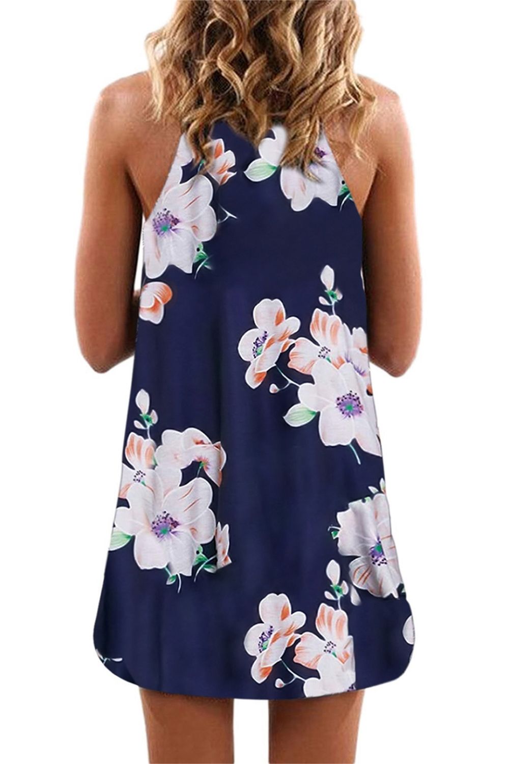 Strap Palm Leaf Print Bohemian Dress - Fashionpara