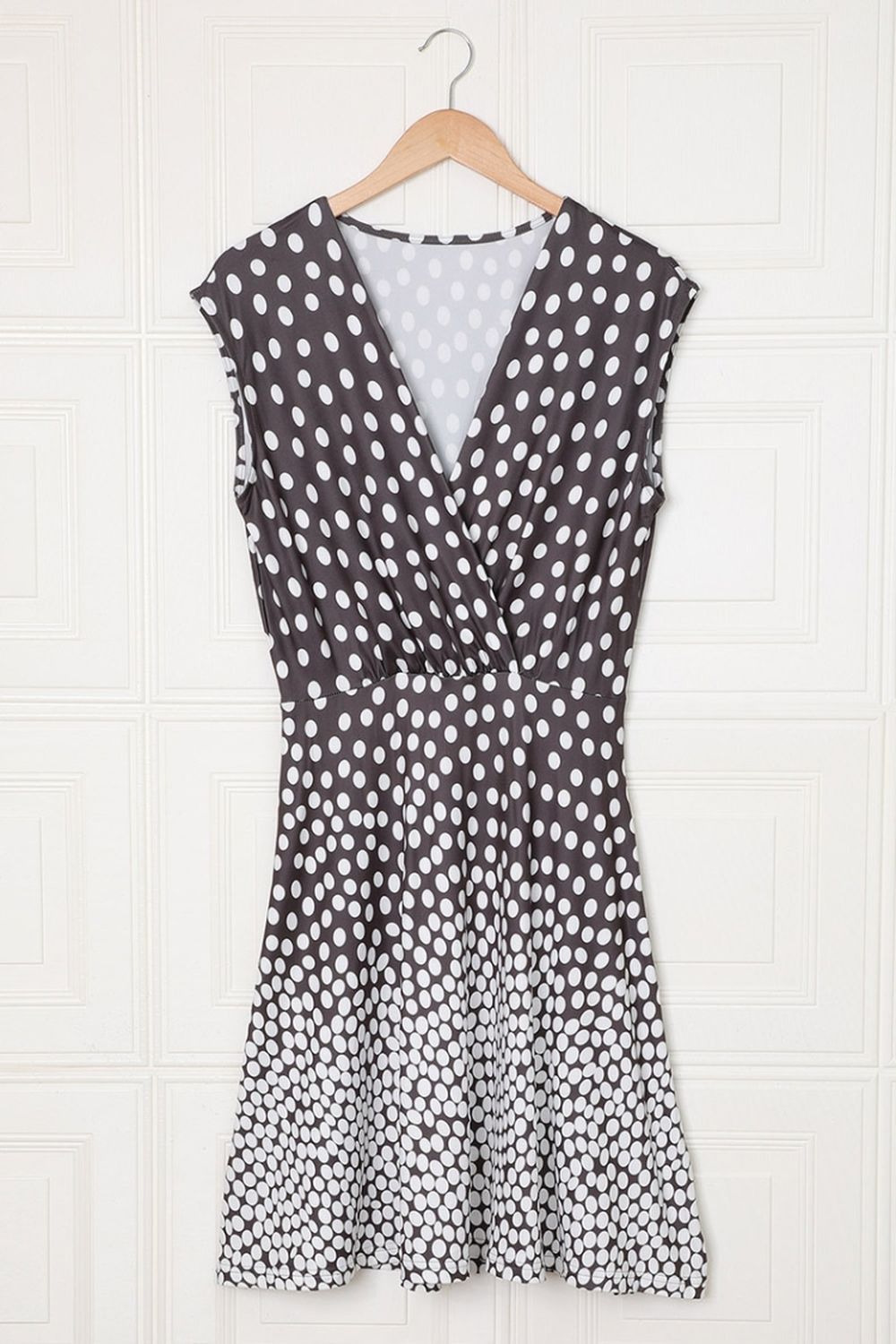 Polka Dot Print V-Neck Tulle Dress - Fashionpara