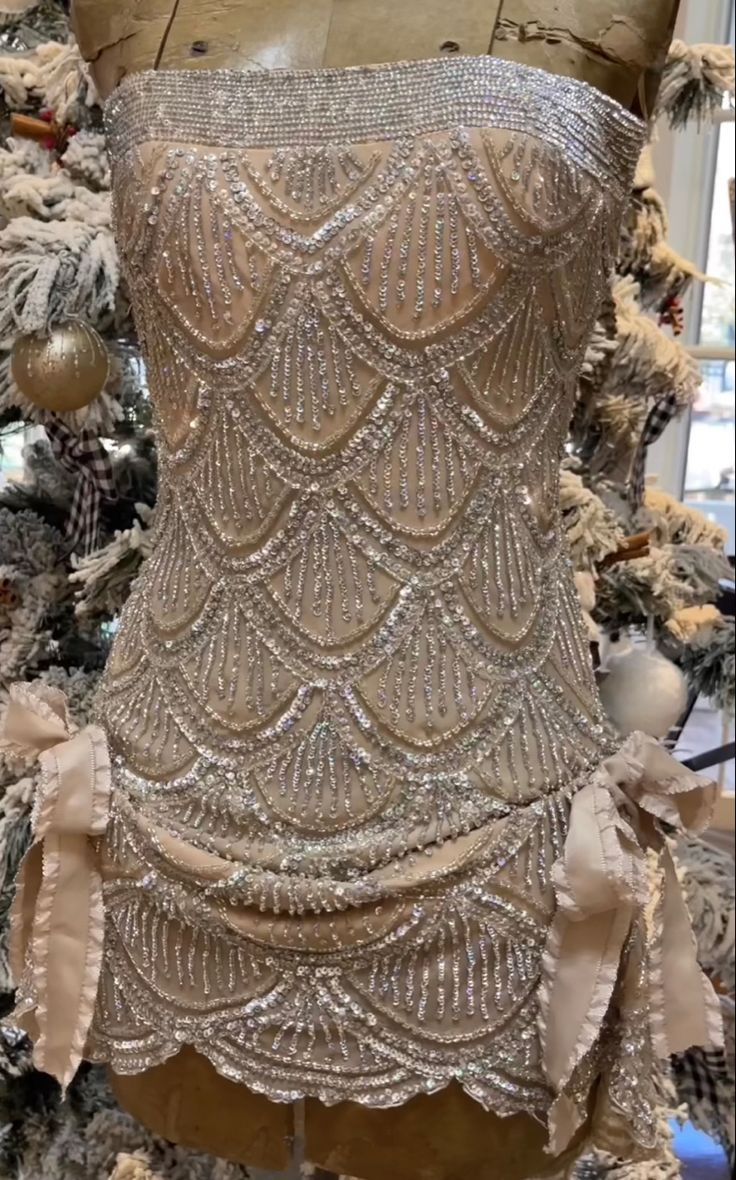 Vintage Strapless Sequin Beaded Cocktail Dress Champagne Sheath Grade Homecoming Dress Birthday Outfits S355