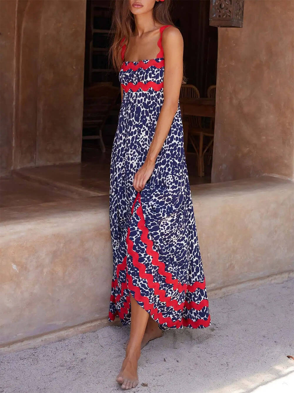 Suspender Print Maxi Dress - Fashionpara