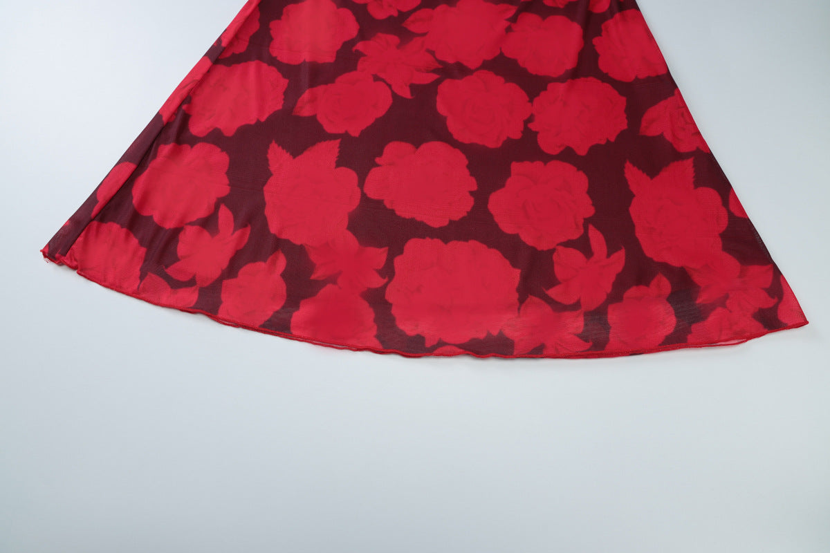 Floral Print Square Neck Bodycon Maxi Dress