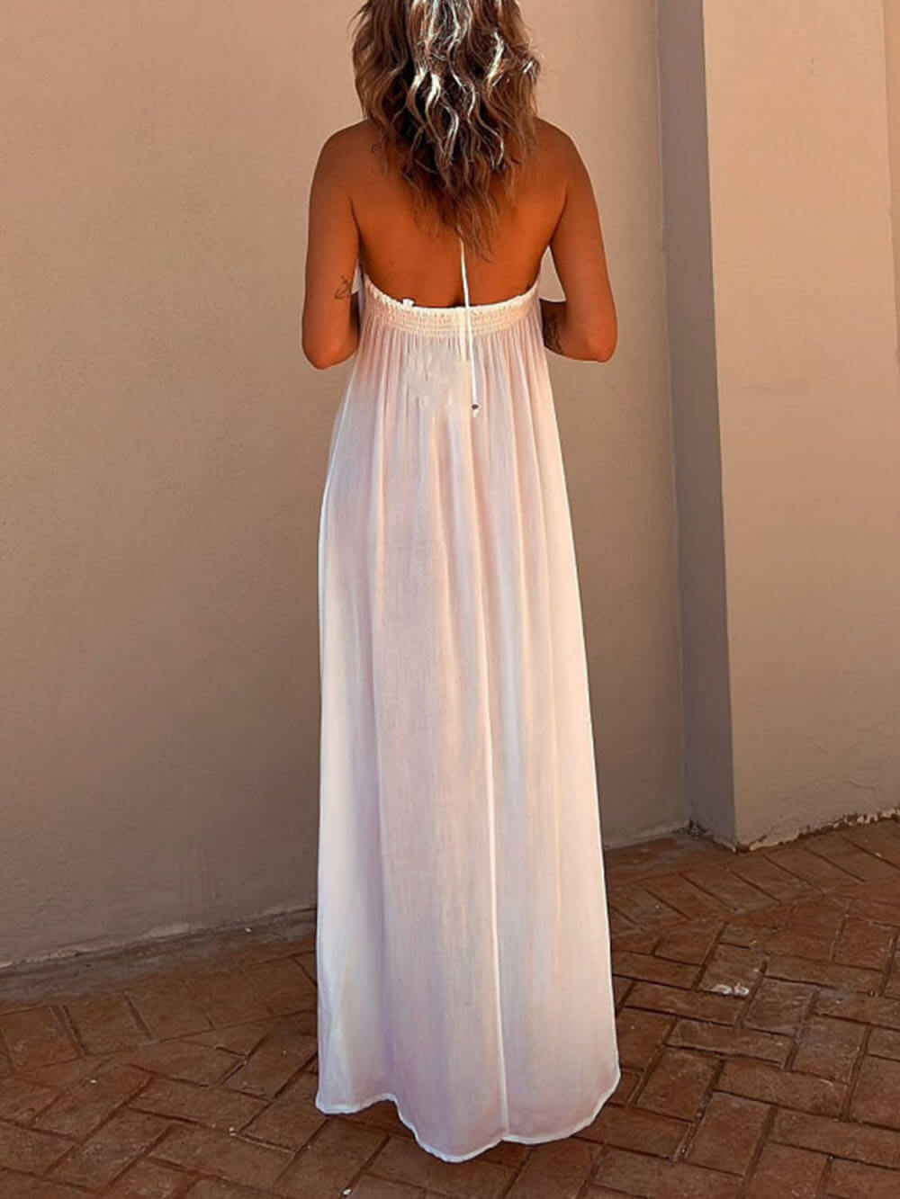 Halter Neck Casual Resort Maxi Dress - Fashionpara