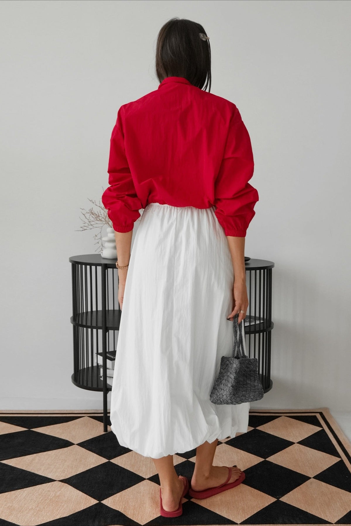 Balloon-Hem Maxi Skirt