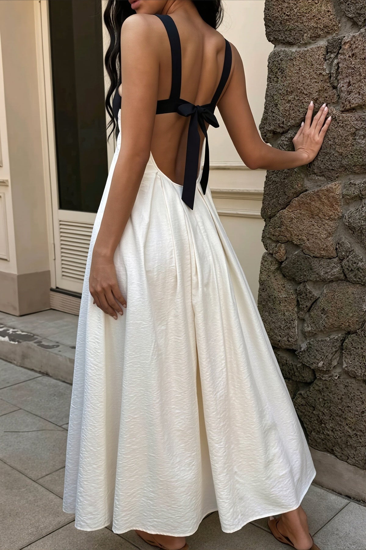 Contrast Cup Bustier Sleeveless Maxi Beach Dress 4