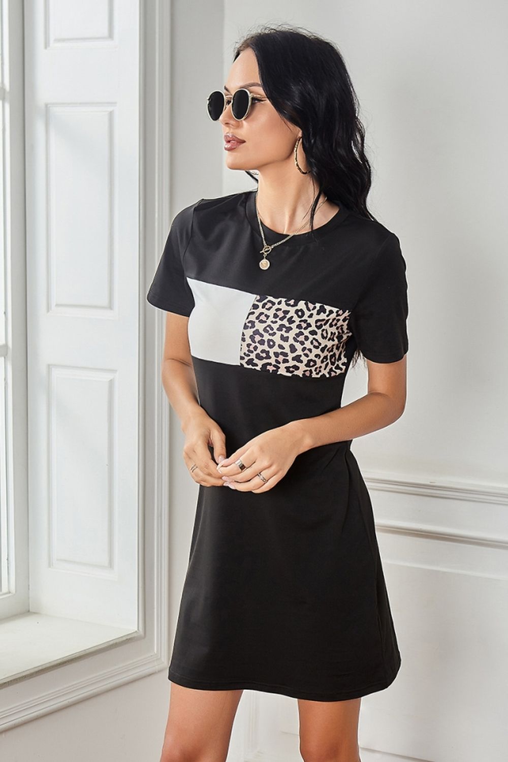 Leopard Print Patchwork Dress