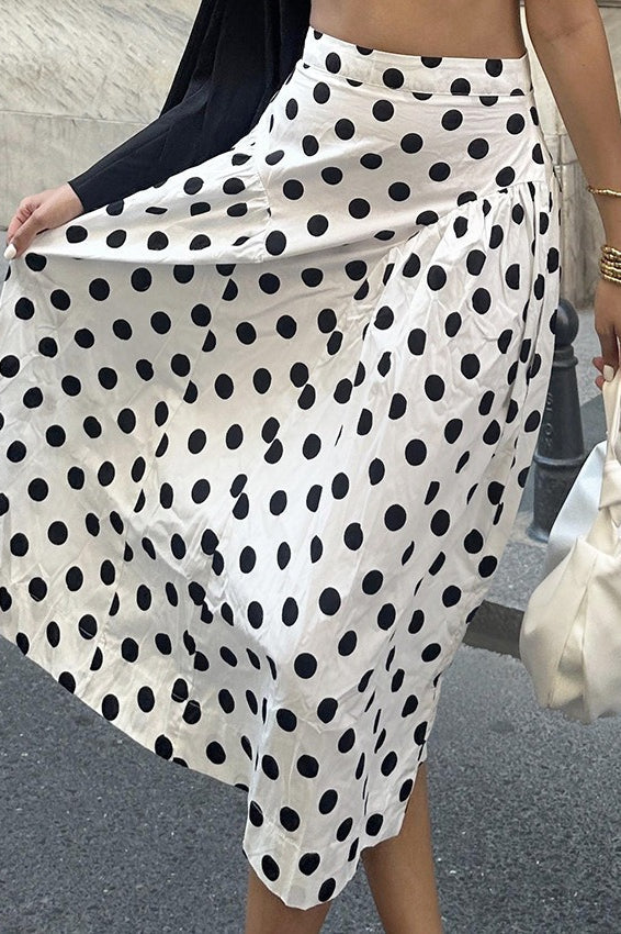 Polka Dot High Waist A-Line Skirt - Fashionpara