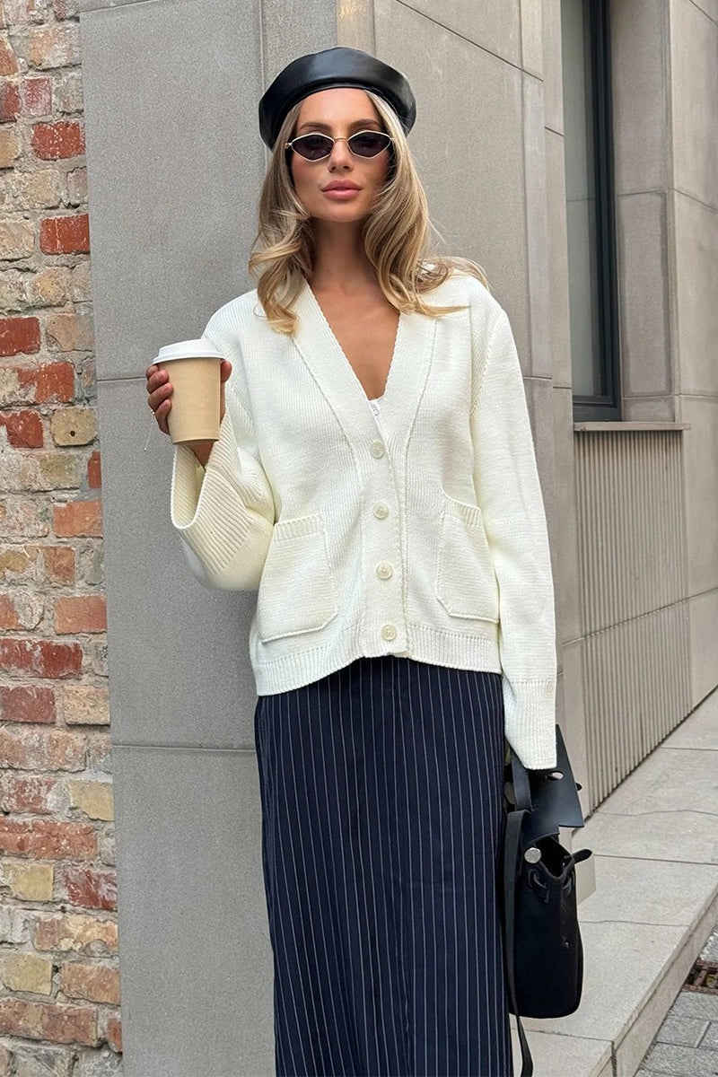 Loose Knit Vintage V Neck Cardigan for Effortless Style