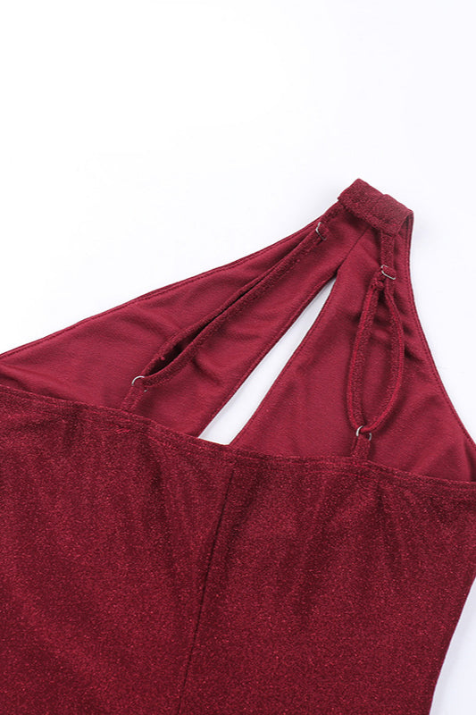 One-Shoulder Cutout Split Bodycon Party  Dress