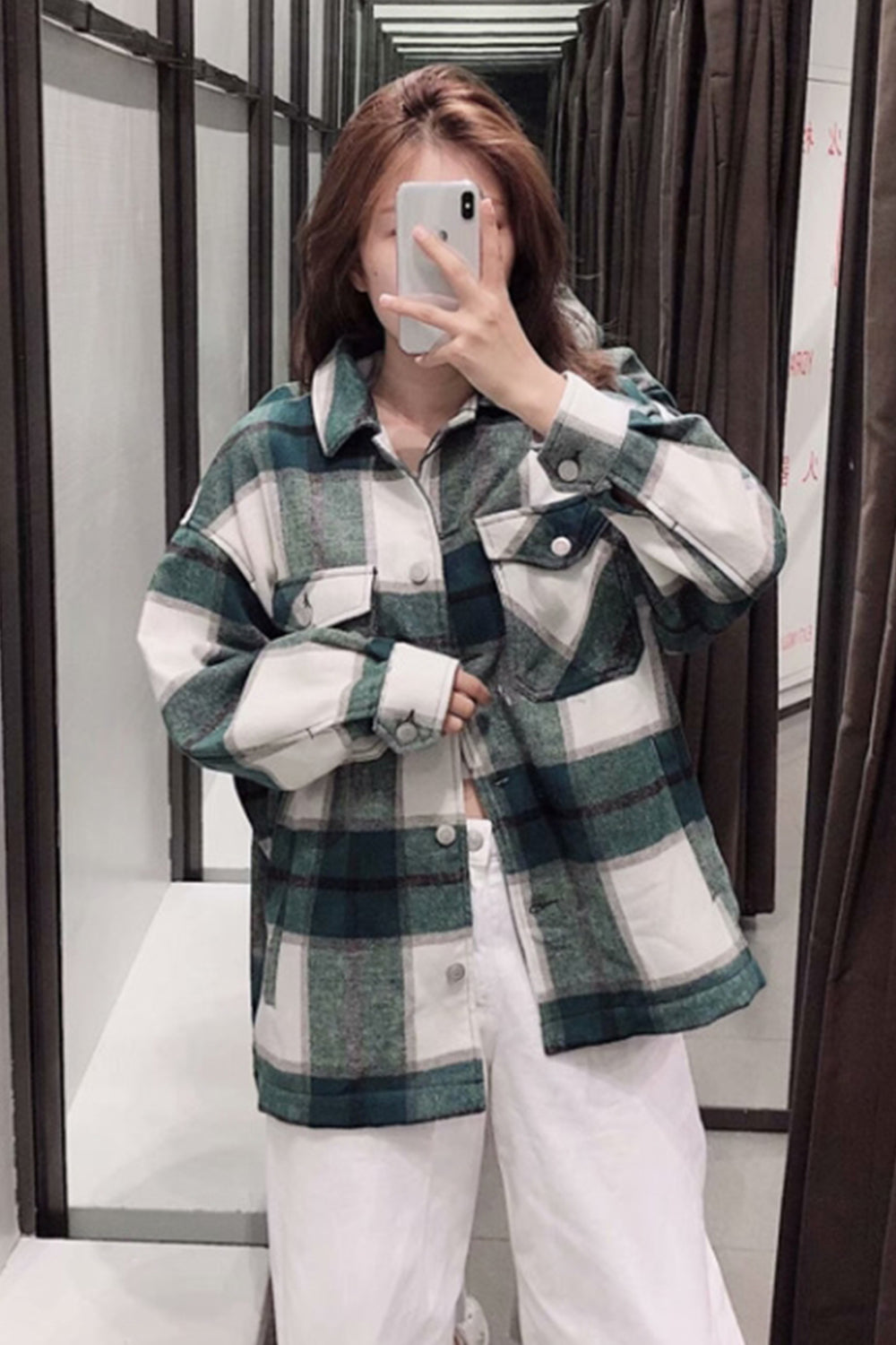 Stylish Flannel Plaid Coat with Loose Fit for Comfort