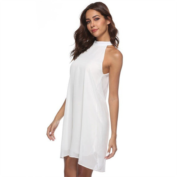 Melody Satin Halter Mini Dress - Ivory - Fashionpara