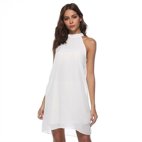 Melody Satin Halter Mini Dress - Ivory - Fashionpara