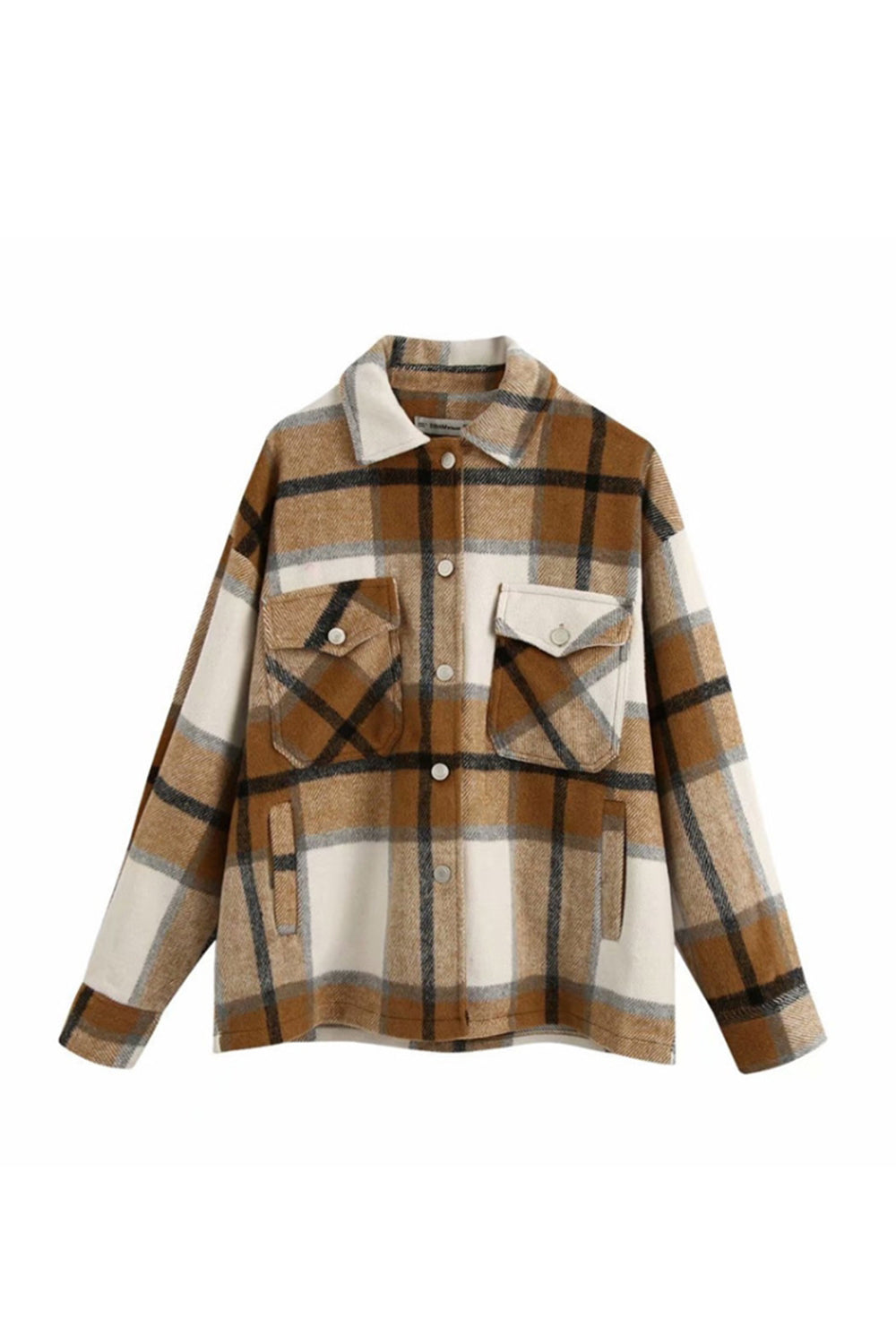 Stylish Flannel Plaid Coat with Loose Fit for Comfort