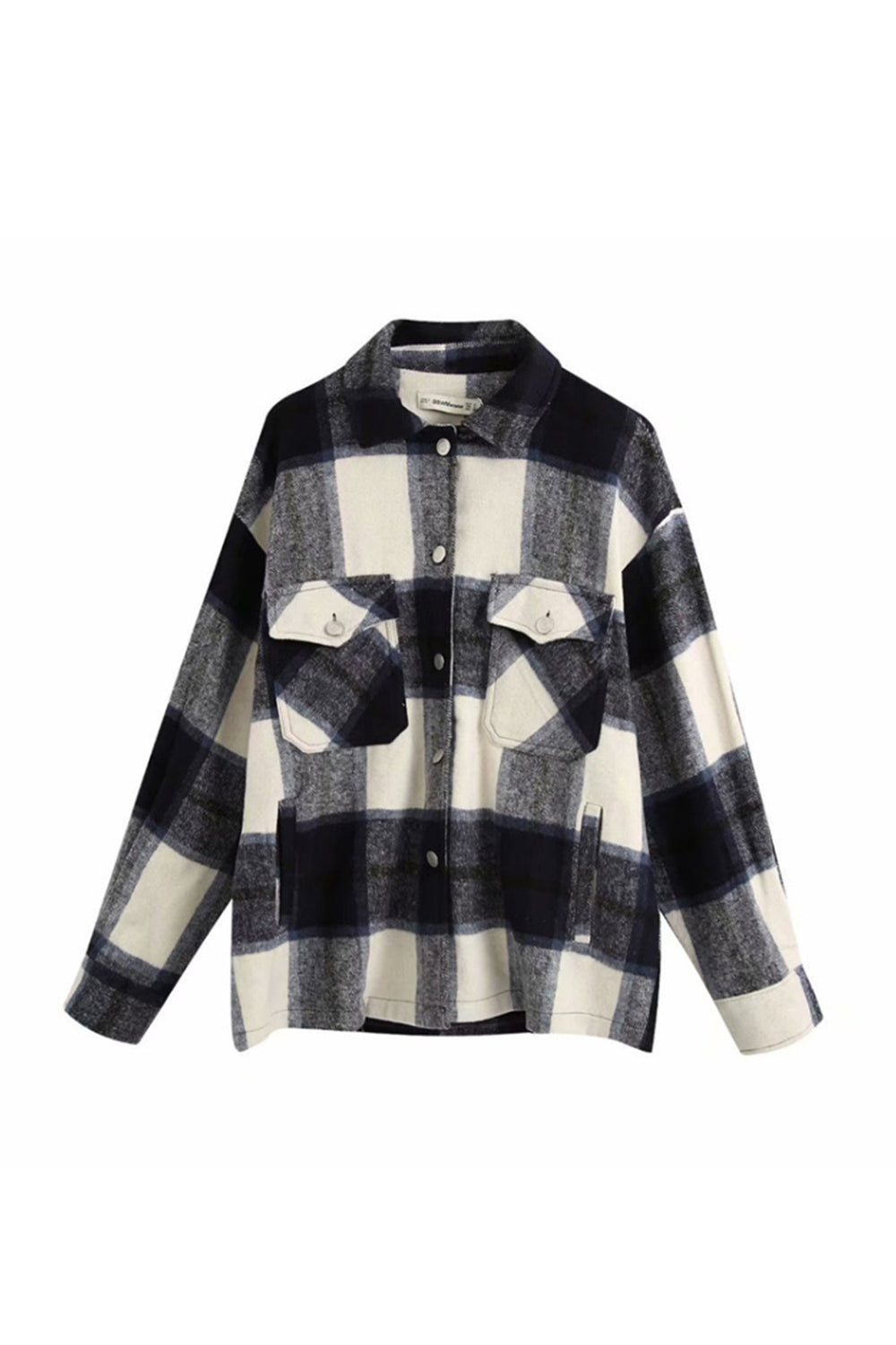 Stylish Flannel Plaid Coat with Loose Fit for Comfort