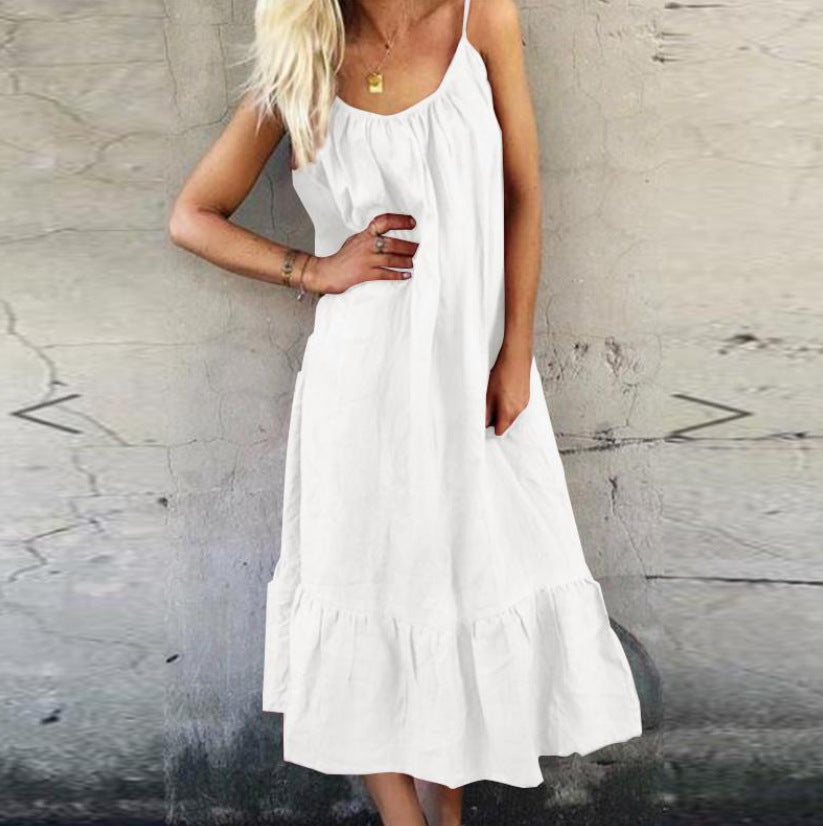 Scoop Neck Cami Tiered Ruffle Hem Maxi Dress