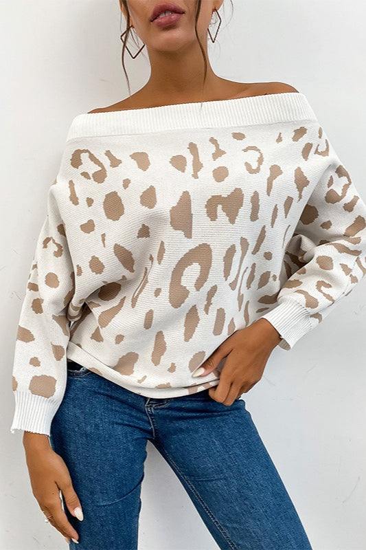 PrincessAce Leopard Batwing Sleeve Sweater for Style