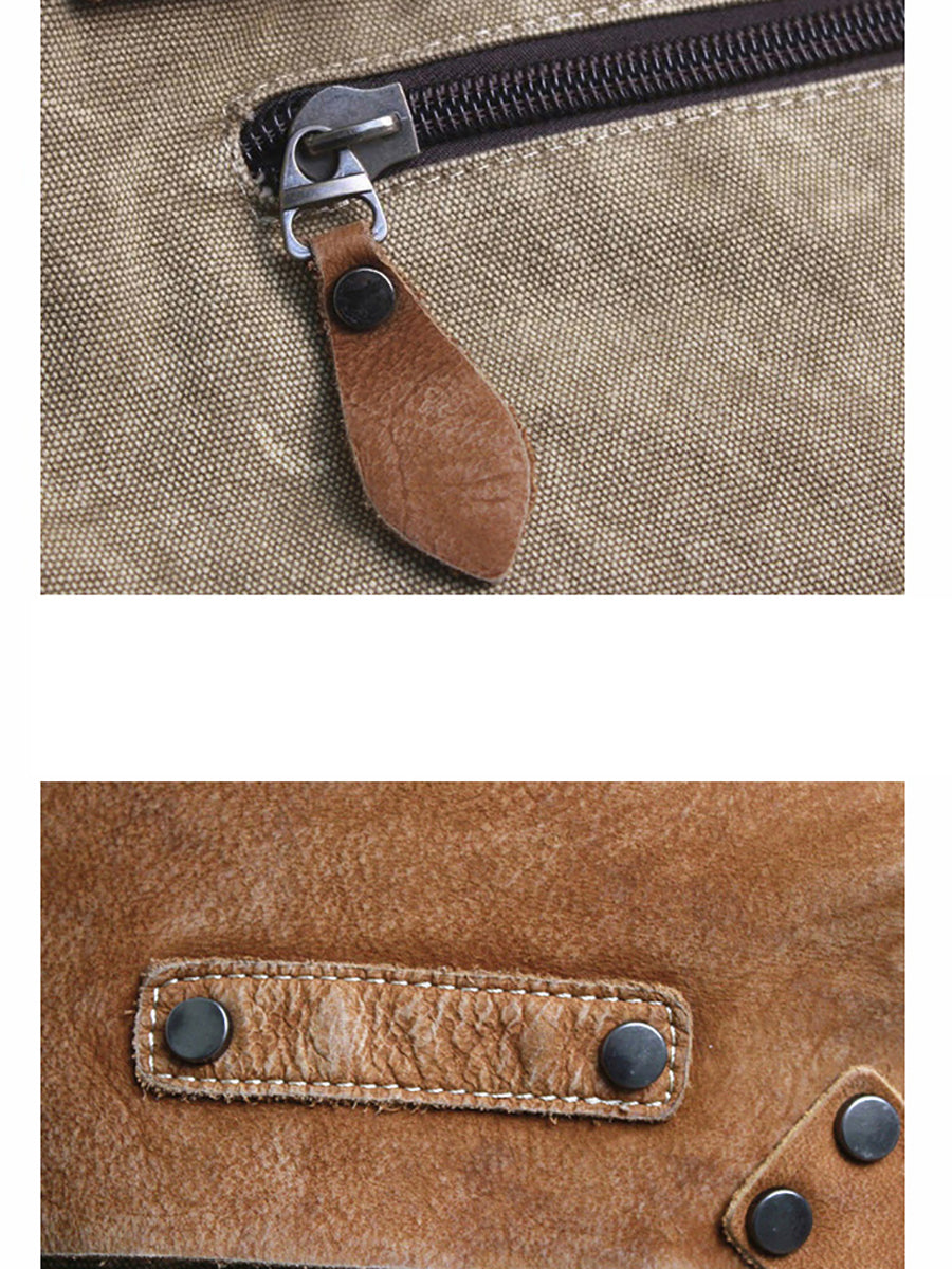 Vintage Genuine Leather Spliced Shoulder Bag