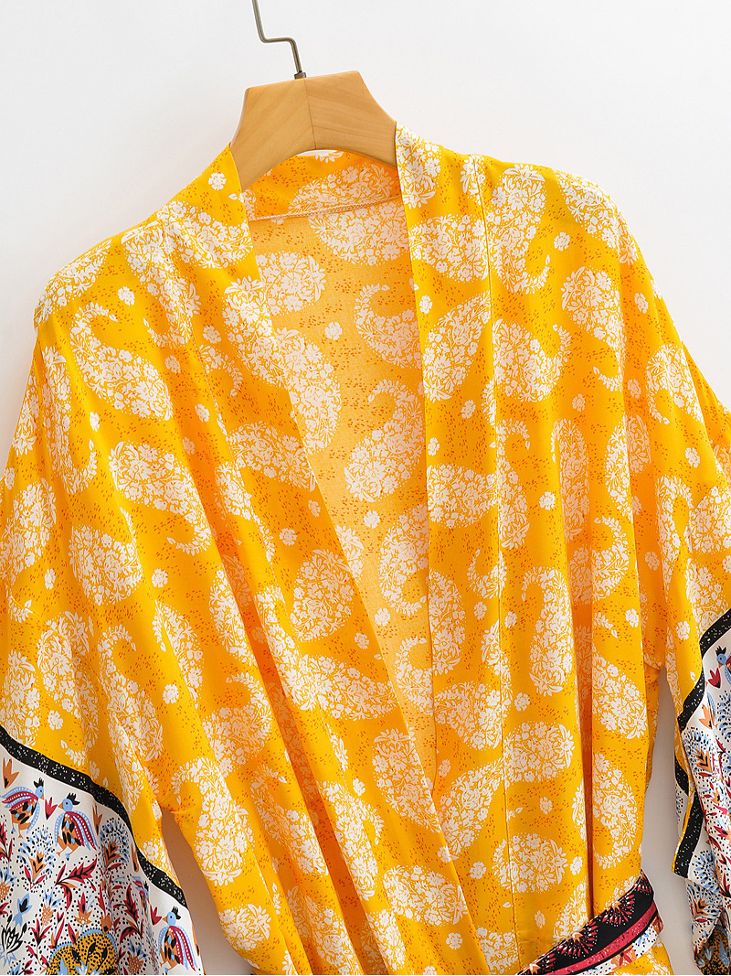 Long Kimono Robe, Dressing Gown, printed Kimono, Boho Kimono, Loungewear 3