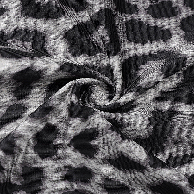 Leopard Print Strapless High-Slit Bodycon Maxi Dress 13