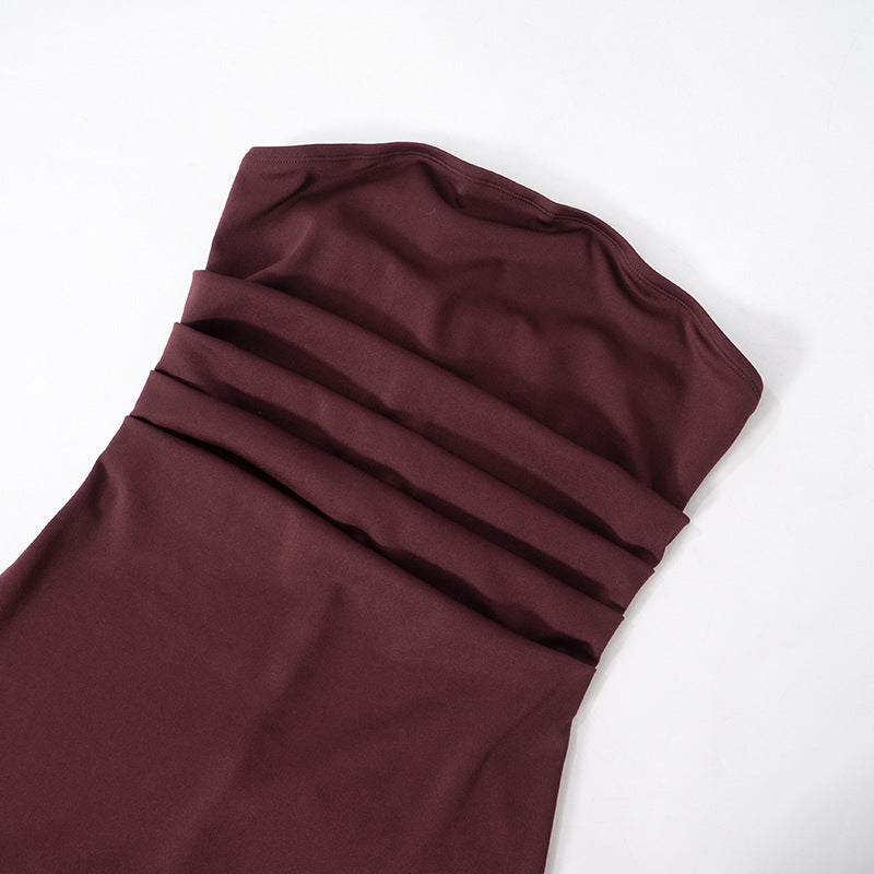 Hudson Maxi Dress With Stole And Gloves - Maroon