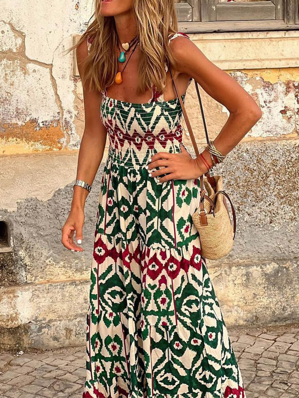 Unique Beach Vacation Printed Halter Hem Dresses - Fashionpara