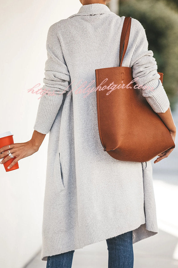 Lady Rin Oversized Drape Neckline Knit Cardigan for Comfort