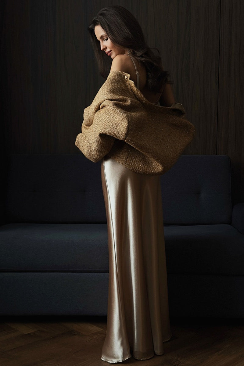 Loose Fit Sequin Bomber Coat - Fashionpara