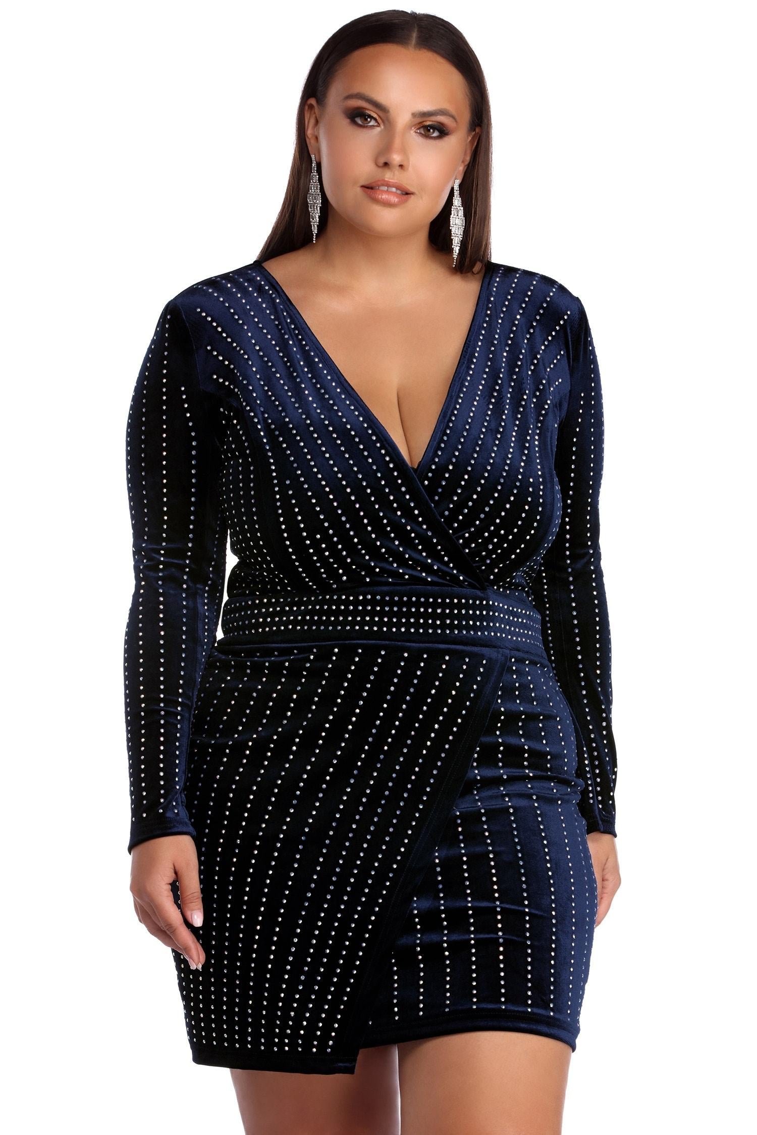 Plus Cassie Velvet Wrap Dress - Fashionpara