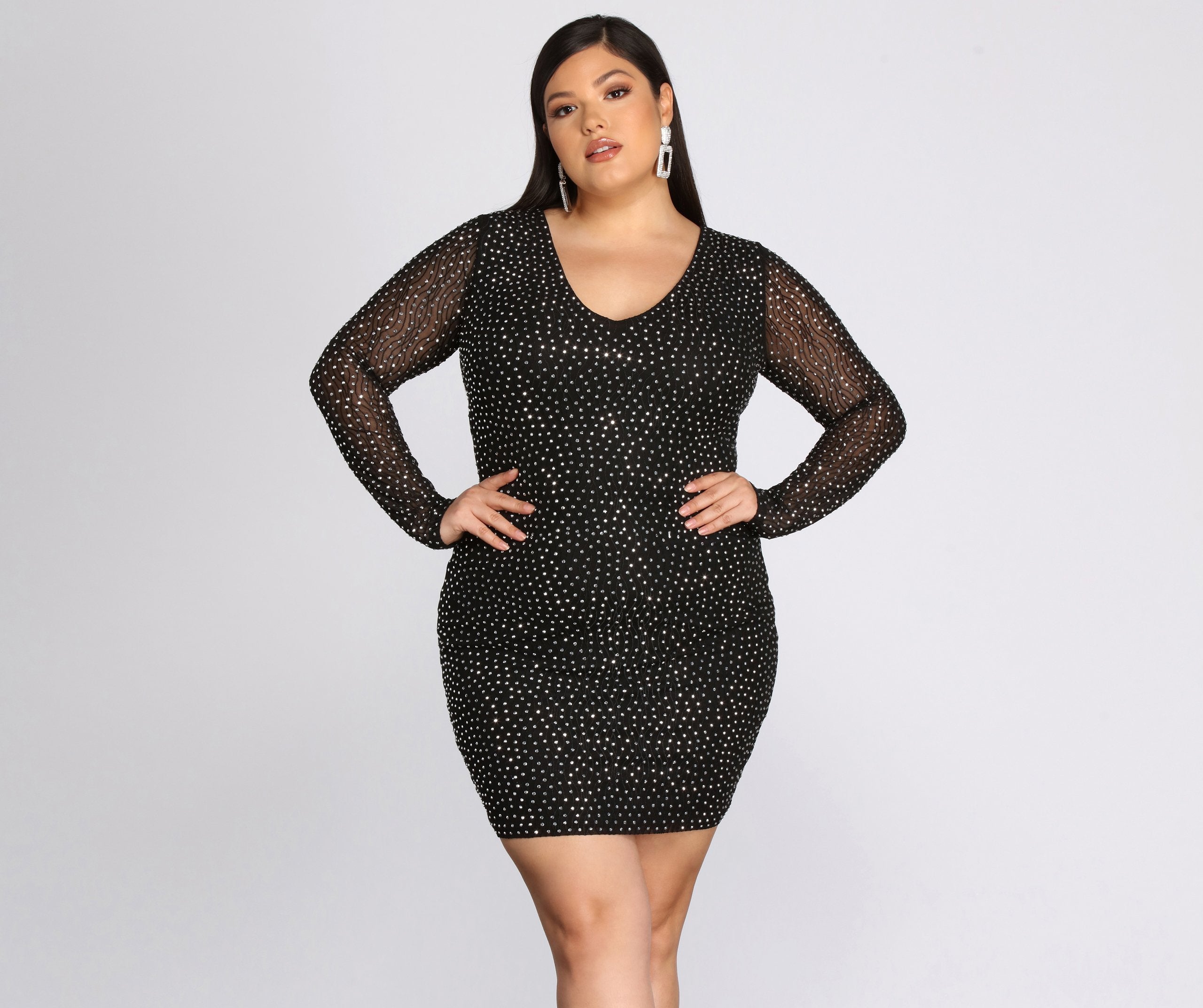 Plus Set In Heat Stone Dress - Fashionpara