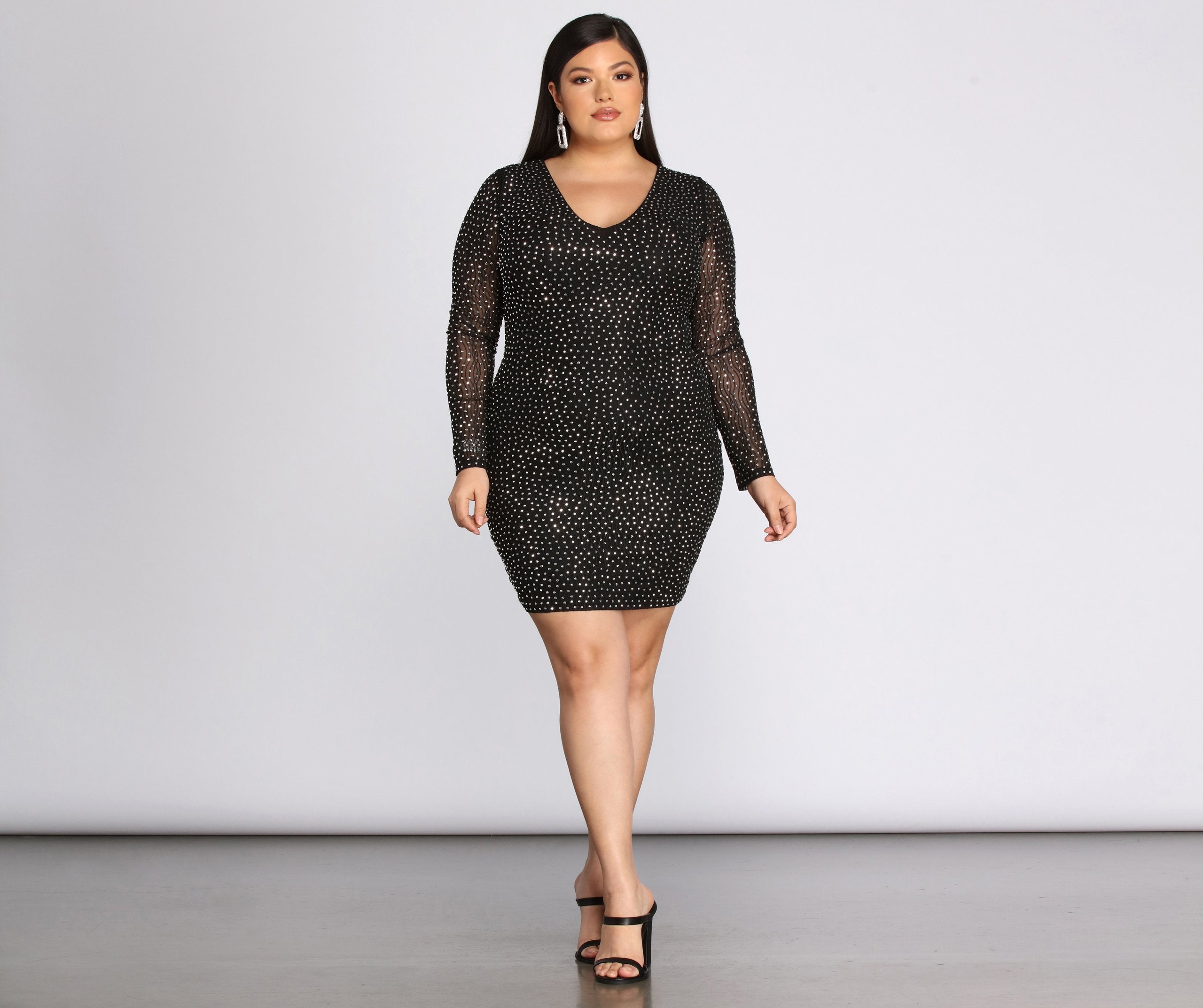 Plus Set In Heat Stone Dress - Fashionpara