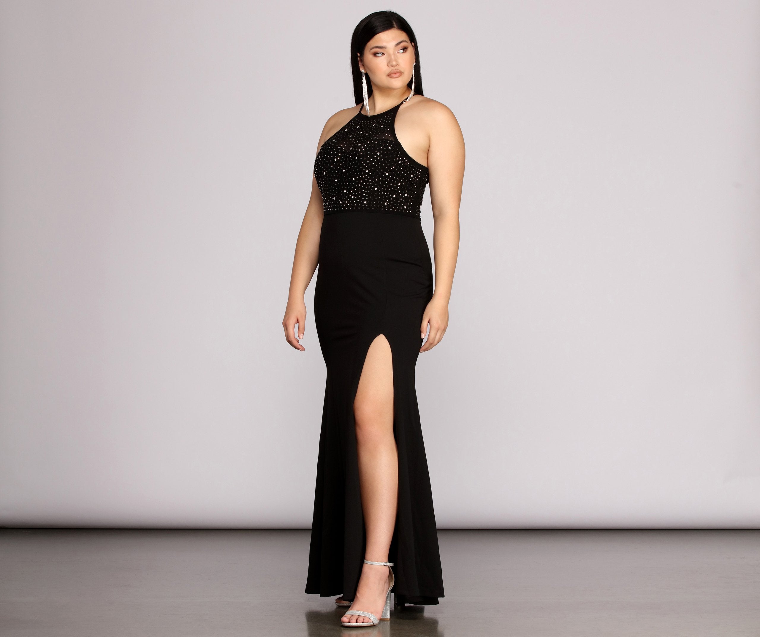 Plus Kacey Formal Heat Stone Dress - Fashionpara