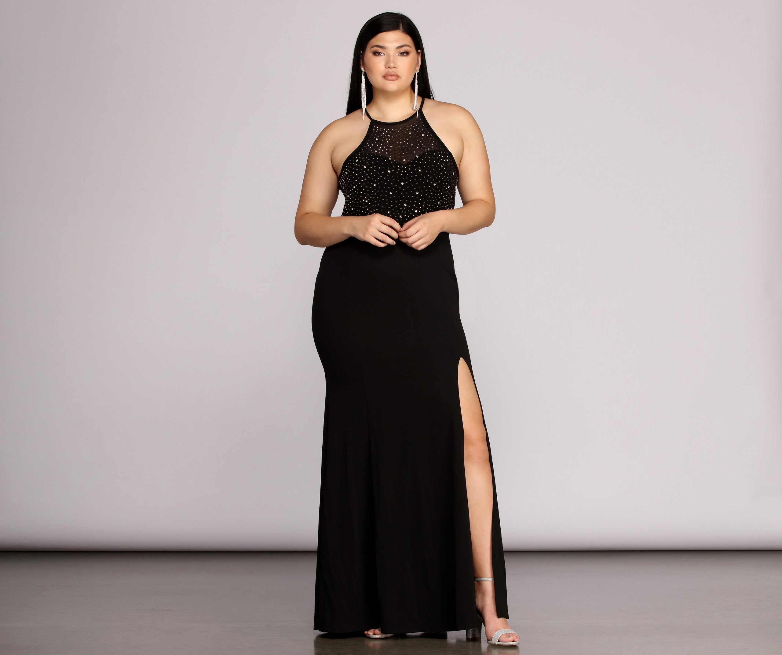 Plus Kacey Formal Heat Stone Dress - Fashionpara