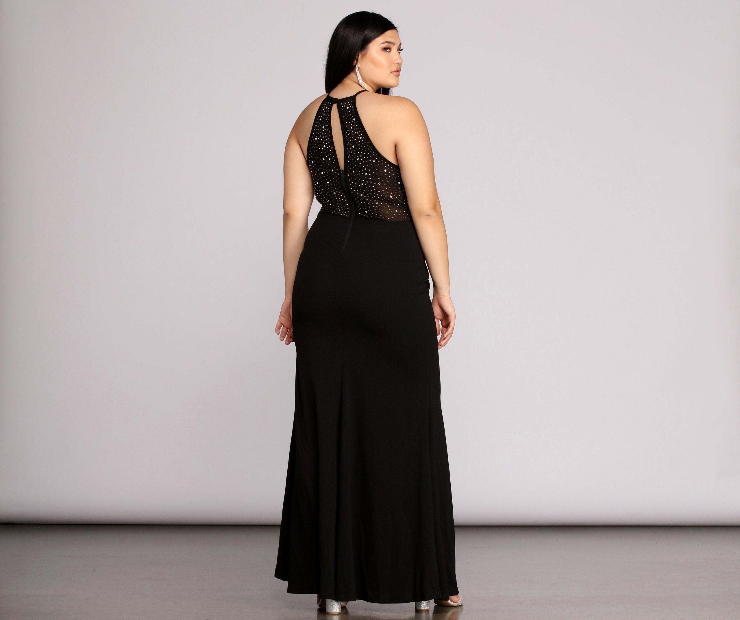 Plus Kacey Formal Heat Stone Dress - Fashionpara
