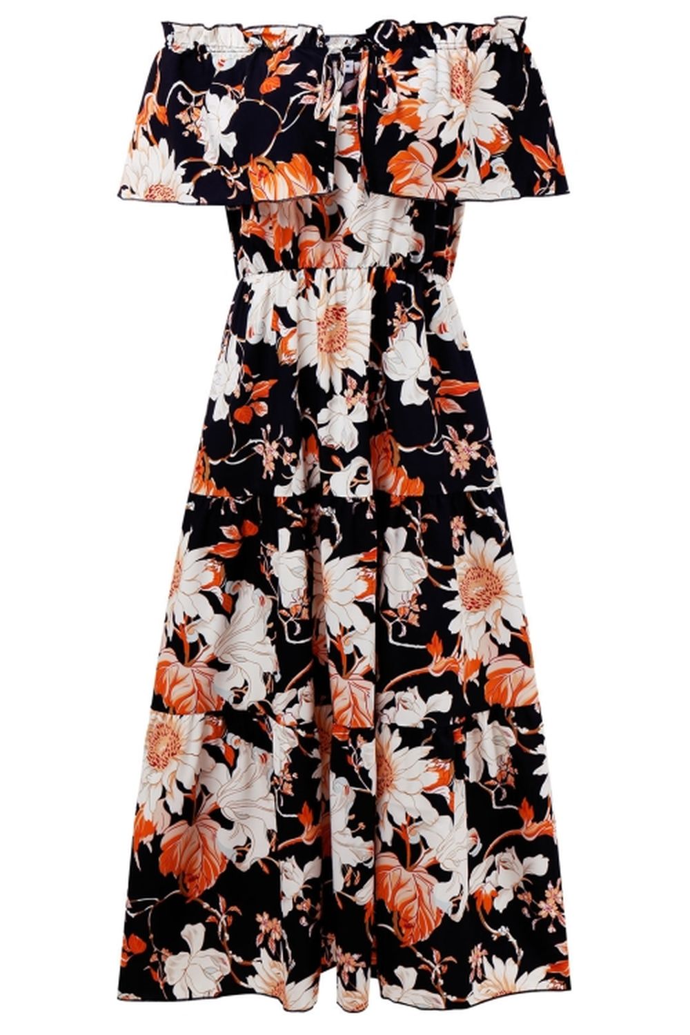 Off-Shoulder Floral Print Dress