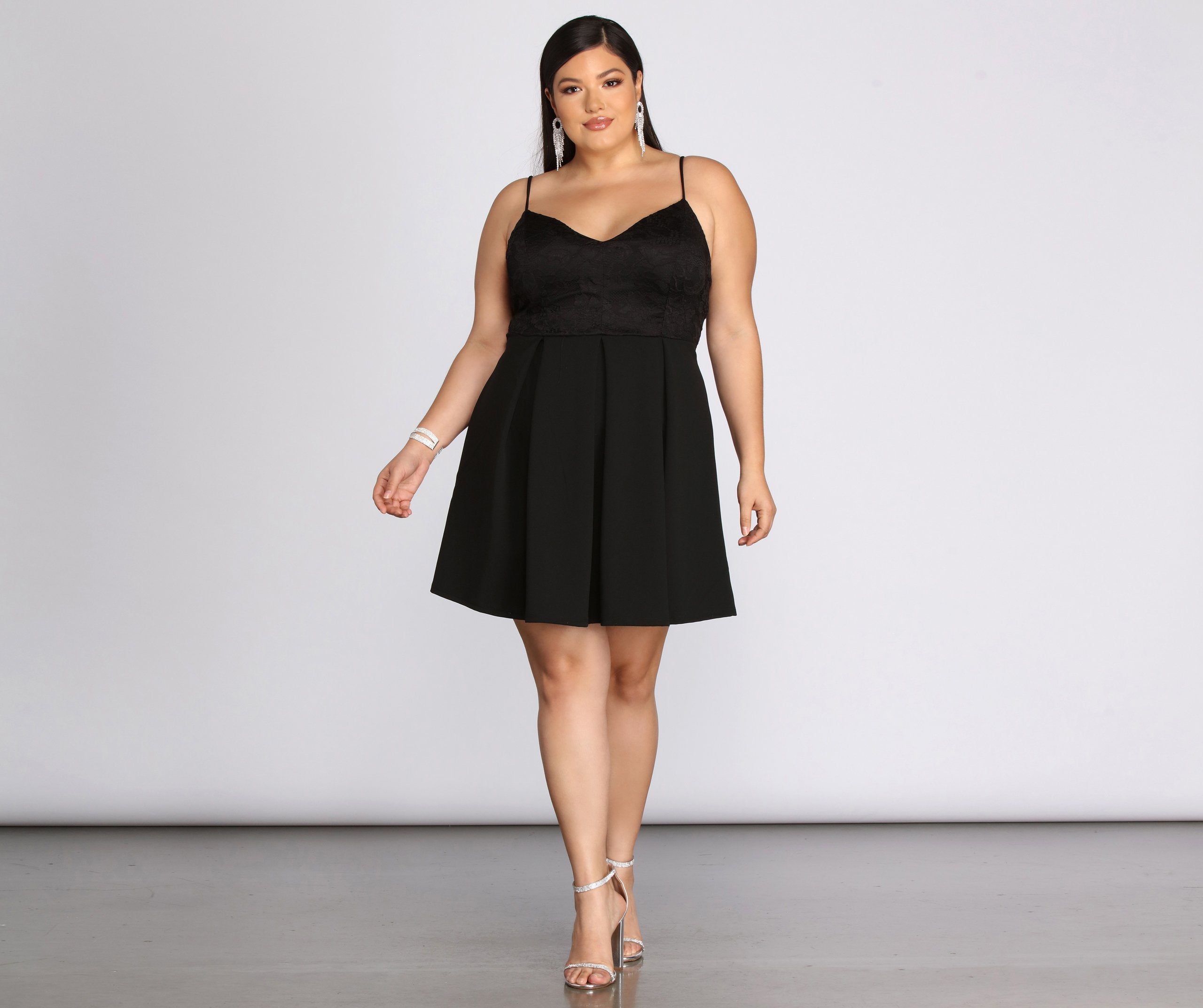 Plus Lace Appeal Skater Dress - Fashionpara