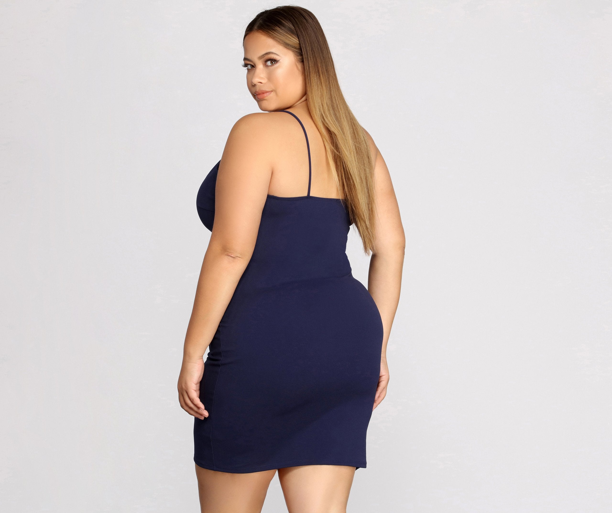 Plus Strappy & Stunning Mini Dress - Fashionpara