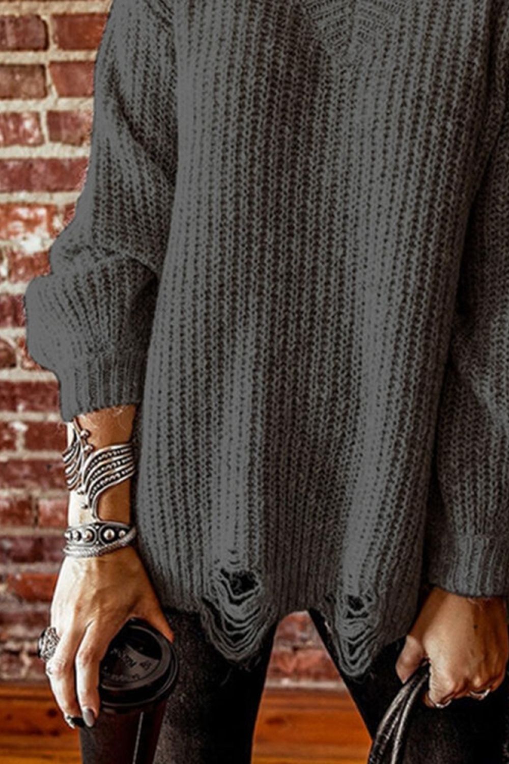 Ripped Knitted Sweater for Stylish Comfort and Versatility