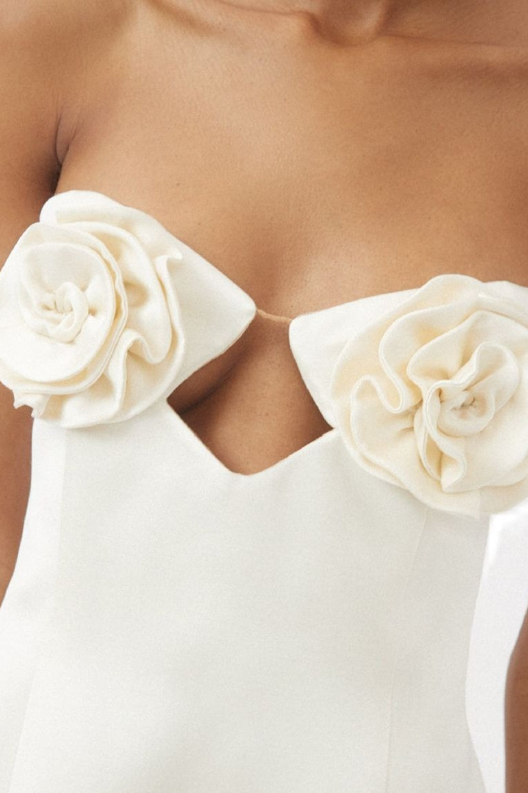 Rosette Bust Strapless Cut Out Bodycon Mini Dress 3