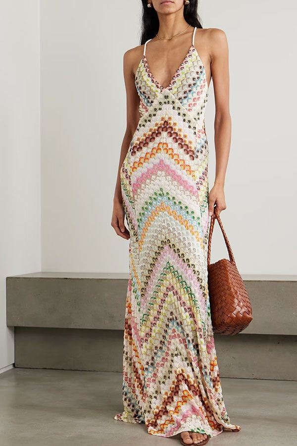 Placement Print Bodycon Boho Dress
