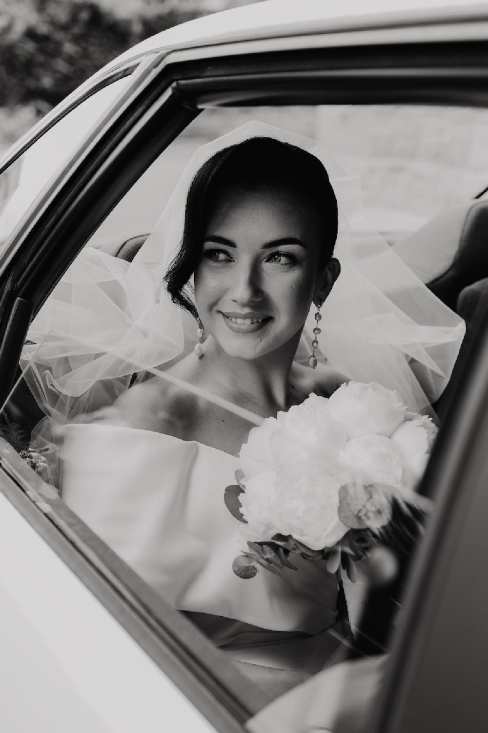 Classic A Line Off the Shoulder White Long Bridal Dress with Ruched - Fashionpara