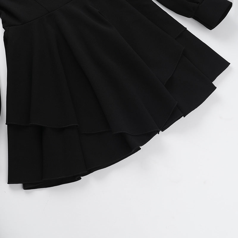 Bloom Skater Dress-Black