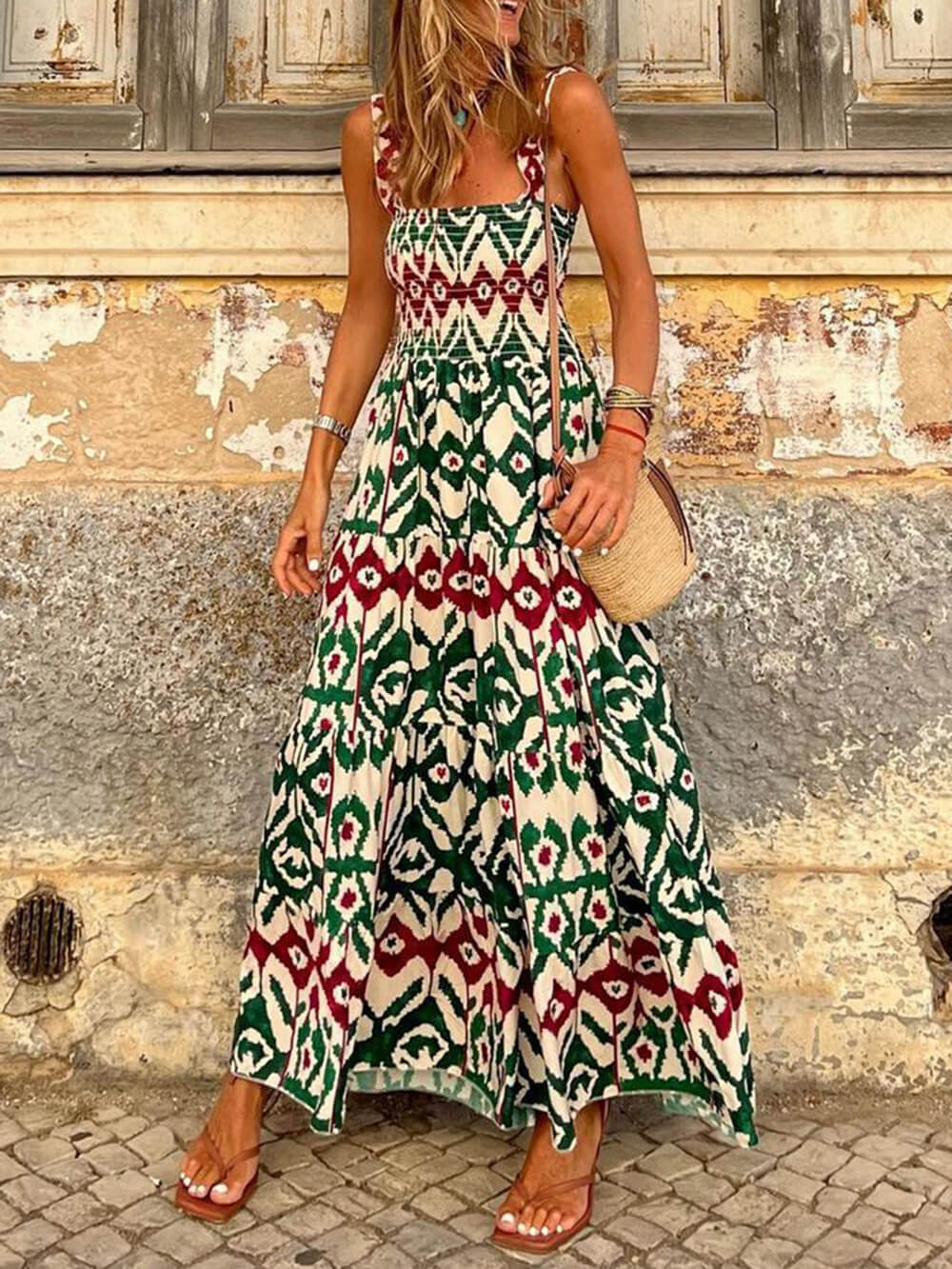 Unique Beach Vacation Printed Halter Hem Dresses - Fashionpara