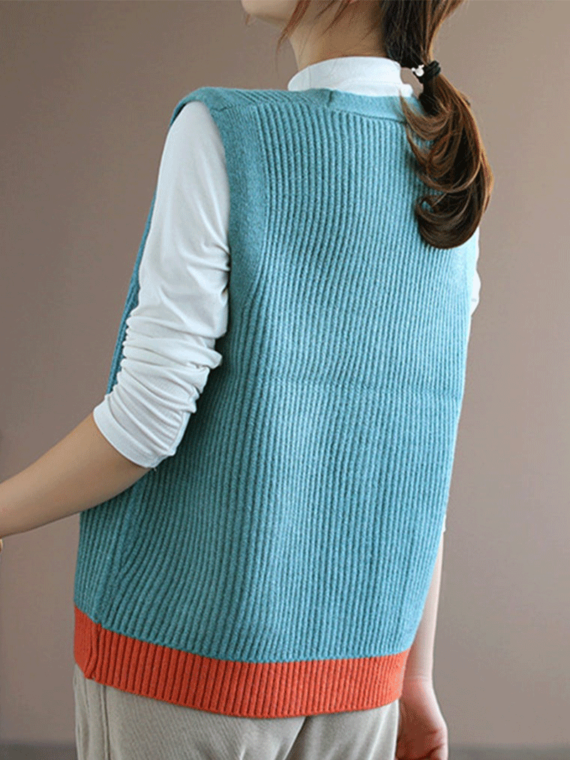 Blue Moon V-neck Knitted Vest Waistcoat Cardigan Sweater 13