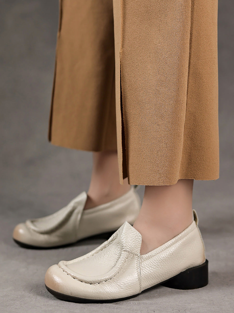 Retro Soft Genuine Leather Low Heel Shoes
