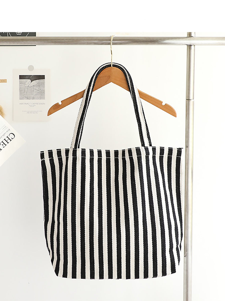 Casual Stripe Shoulder Canvas Bag